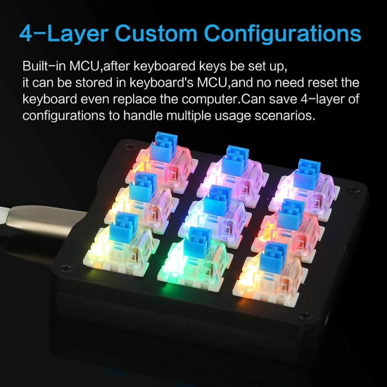 amazing9 round keycaps portable rgb one-handed numeric keyboard