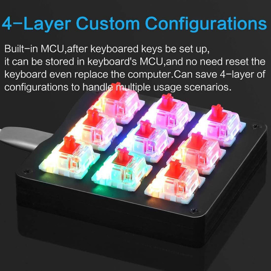 amazing9 square keycaps portable rgb one-handed numeric keyboard