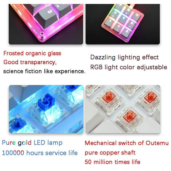 amazing9 square keycaps portable rgb one-handed numeric keyboard