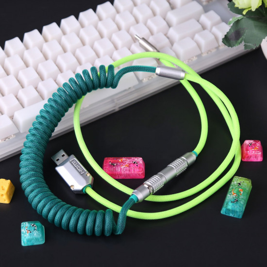 1.1m custom handmade coiled type c usb cable