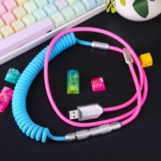 1.1m custom handmade coiled type c usb cable