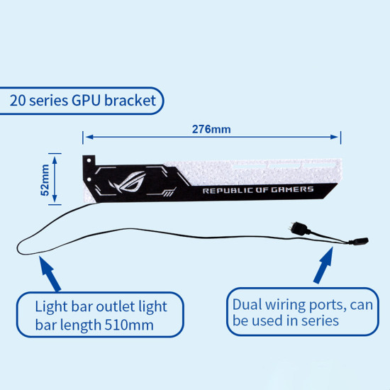 customized 12v 4-pin rgb graphics card holder blue gpu support video card holder bracket