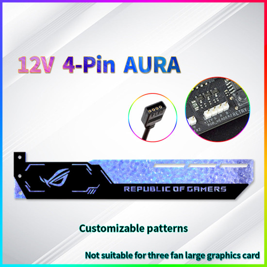 customized 12v 4-pin rgb graphics card holder blue gpu support video card holder bracket