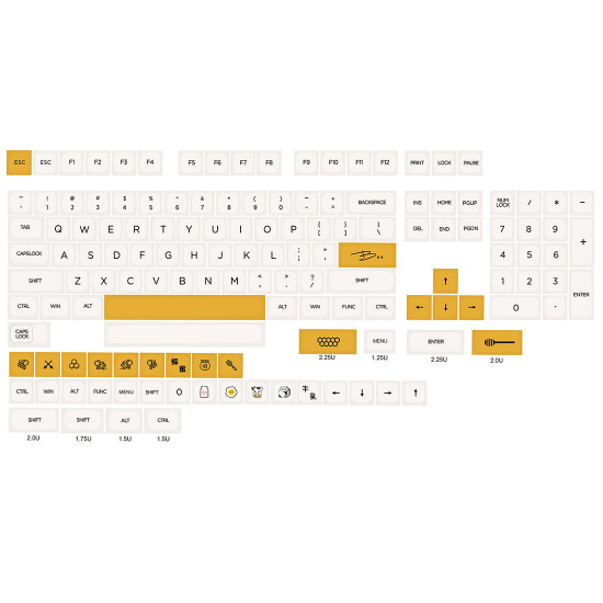 140pcs honey milk style pbt dye-sub keycaps