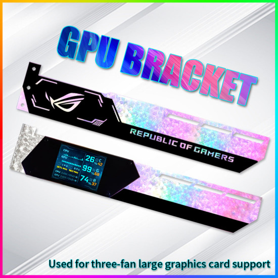 customized 5v 3-pin rgb graphics card holder colorful rgb gpu support video card holder bracket with 2.2 display screen