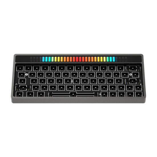 64-key rgb sonic spectrum cnc aluminum alloy titanium linear gray hot-swappable customized mechanical keyboard kit