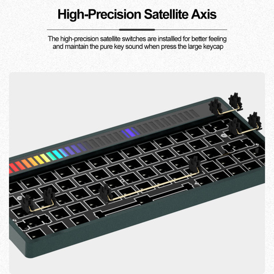 64-key rgb sonic spectrum cnc aluminum alloy titanium linear gray hot-swappable customized mechanical keyboard kit