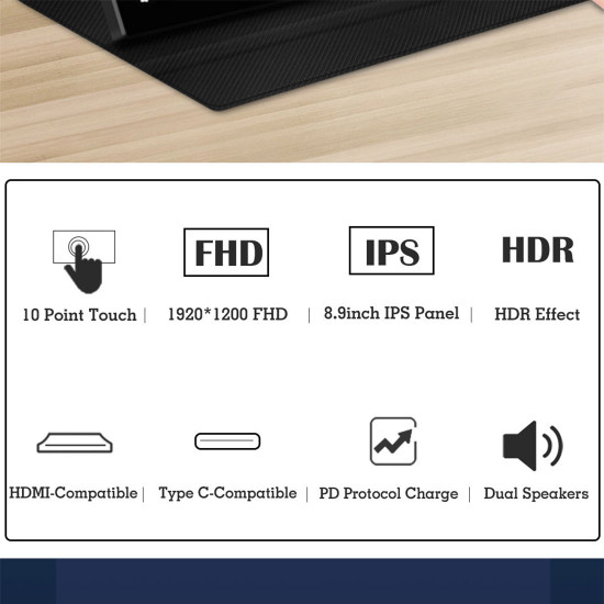 8.9 inch portable full hd computer monitor touch screen