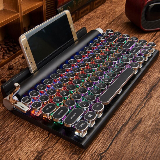 84 keys tw1867 retro typewriter mechanical gaming keyboard