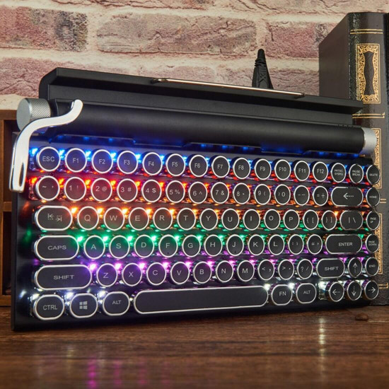 84 keys tw1867 retro typewriter mechanical gaming keyboard