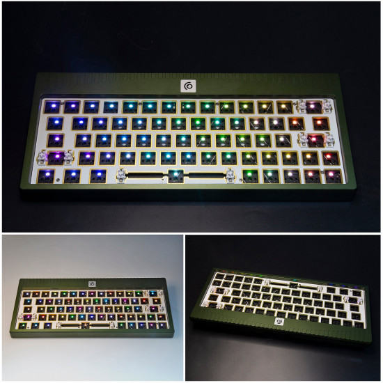 abm648 64-key cnc aluminum alloy mechanical keyboard shining night green customized kit