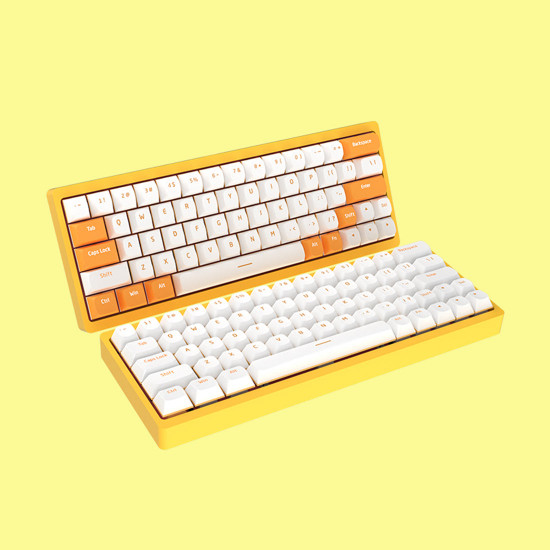 ac064 wired bluetooth three-mode mechanical keyboard with hot-swappable rgb backlit banana switch