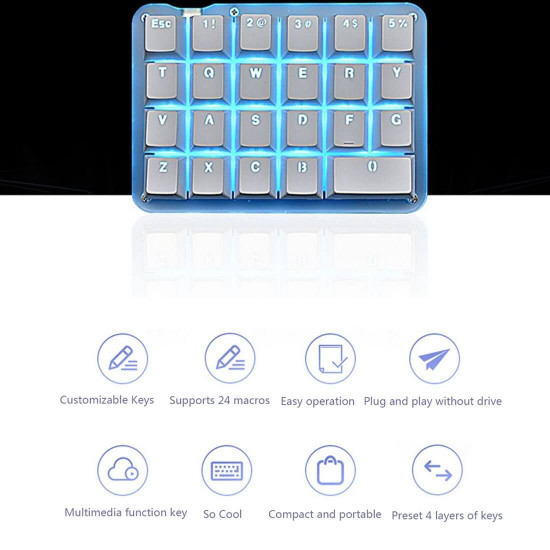 amazing23 portable one handed mechanical keyboard