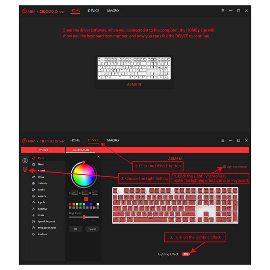 cidoo abm618 rgb light pudding keycap keyboard