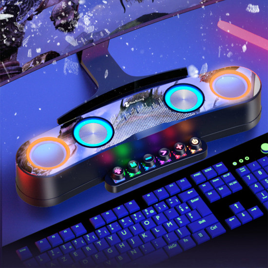 desktop gaming bluetooth speaker with mechanical keypad & microphone