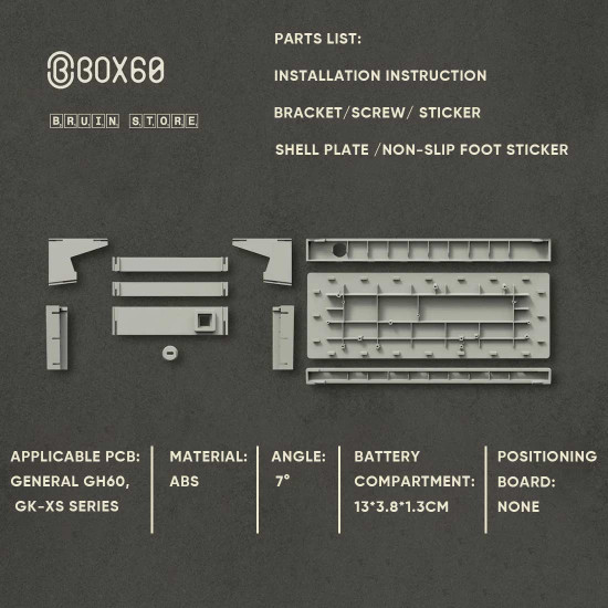 diy assembly c64 retro customized mechanical keyboard plate case suitable for gh60 & gk-xs series pcb