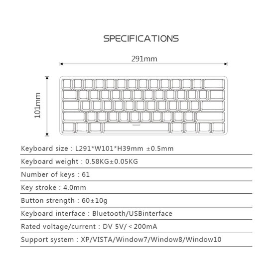 dk61 60% bluetooth dual-mode mechanical keyboard