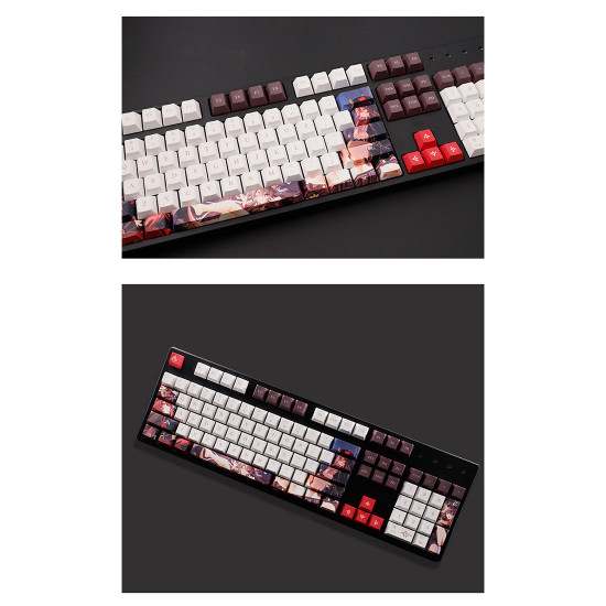 genshin impact hutao 136-key keycaps pbt sublimation mechanical keyboard keycaps