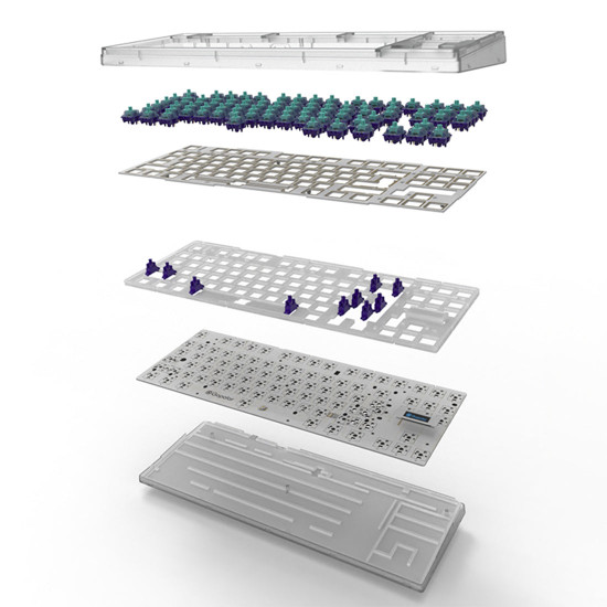 gg86 wired single-mode hot-swappable split configuration customized keyboard set gasket fog transparent