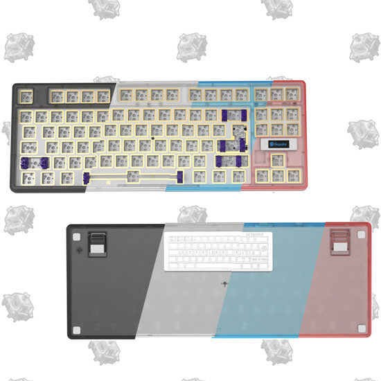 gg86 wired single-mode hot-swappable split configuration customized keyboard set gasket fog transparent