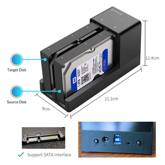 hard disk enclosure 3.5-inch mobile hard disk holder dual disk base offline copy duplicator - eu plug