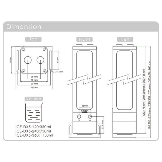 iceman cooler dx5-240 glass water tank reservoir