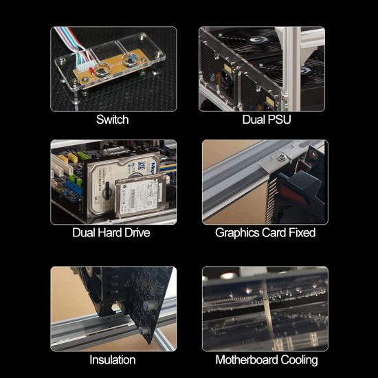 mining rig frame 12 gpu open-pit mining machine frame case