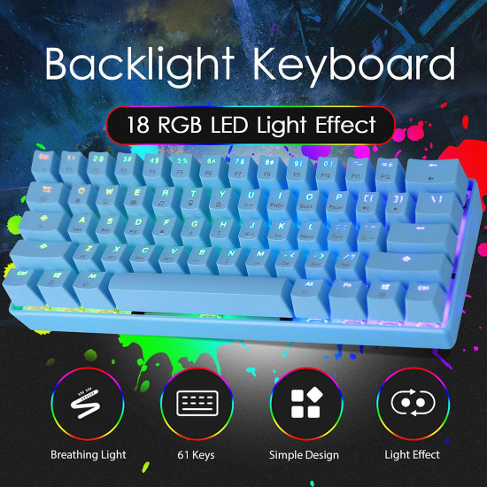 mk21 61 keys wired rgb ultra-compact 60% mechanical gaming keyboard