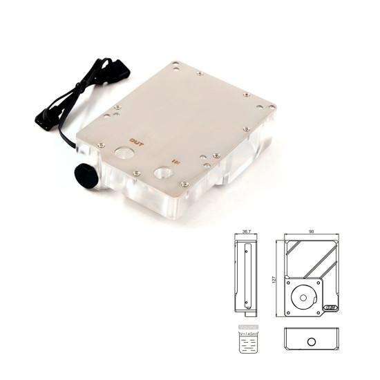 ncase reservoir transparent water tank with pump