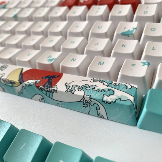 pbt dye-sub keycaps - coral sea