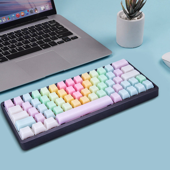 mechdiy rainbow keycaps hot-swappable rgb backlit kits wired bluetooth three-module mechanical keyboard