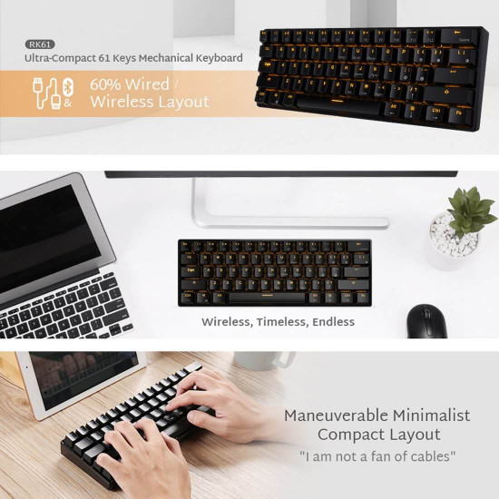 rk61 61 keys usb 60% mechanical gaming keyboard