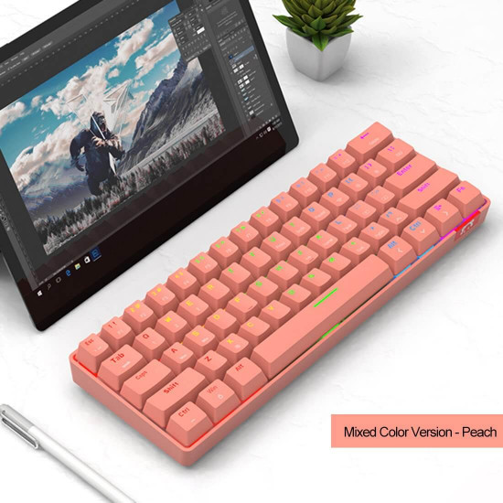 stk61 61 keys mechanical gaming keyboard - pink