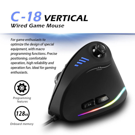 vertical gaming mouse rgb light wired mouse