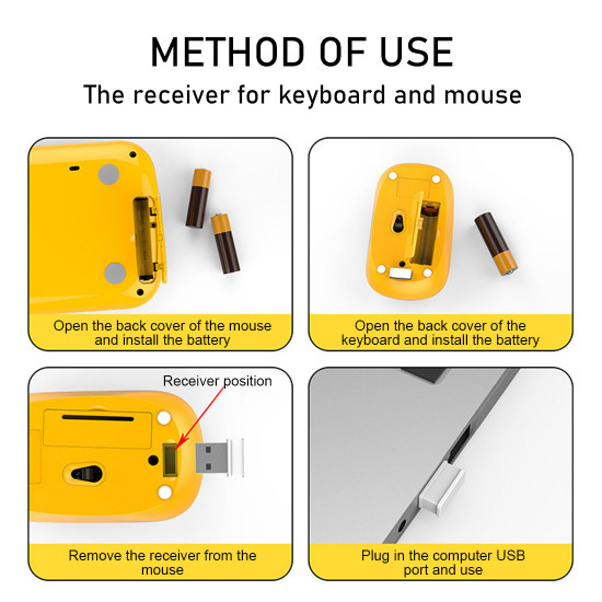 wireless keyboard mouse set with round keycap